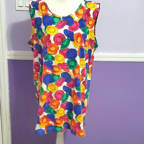 Picone Sports Colorful Beach Hats Sleeveless Shift Tunic Top - Picture 1 of 8